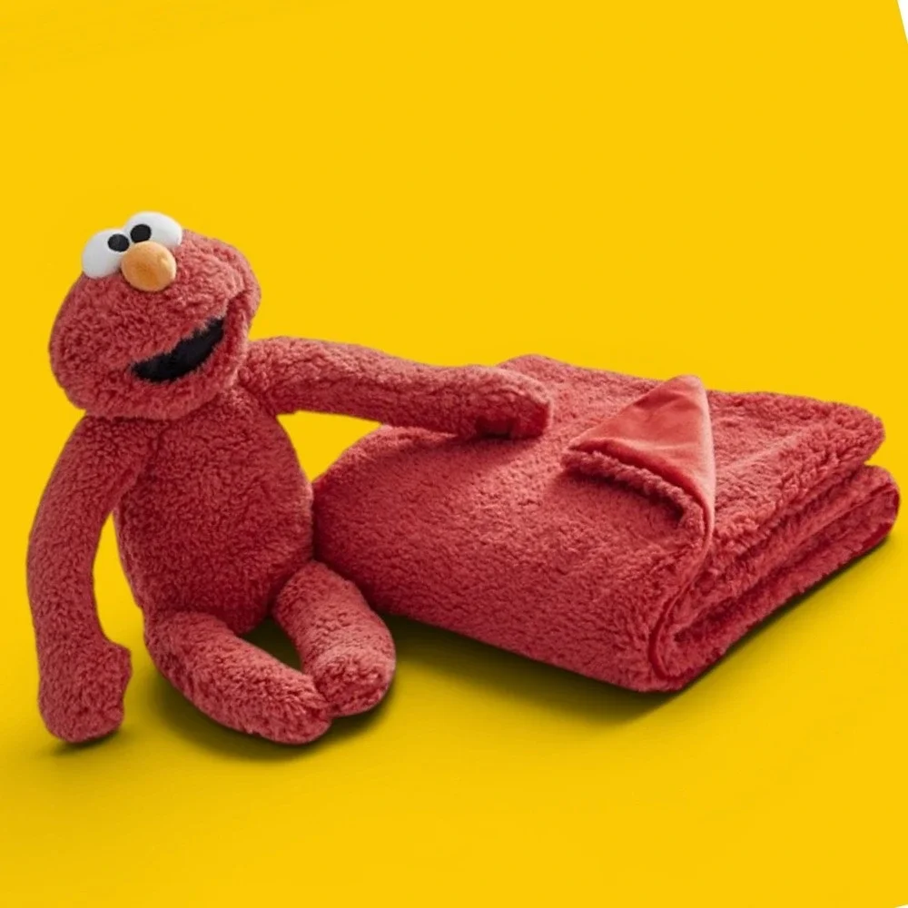Pottery Barn Kids Elmo Red Plush Sherpa Security Blanket Lovey Soft Toy Blanket